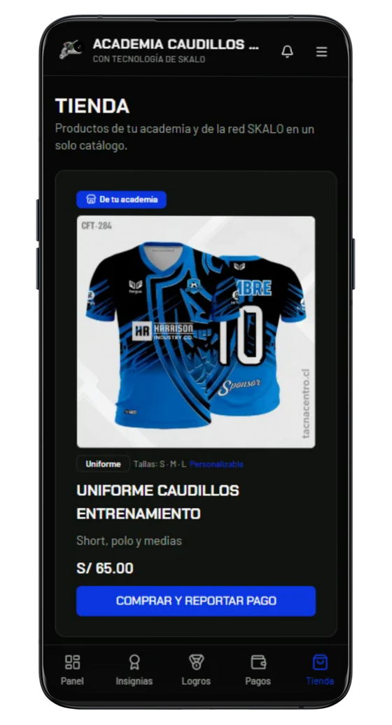 Tienda de la academia en celular